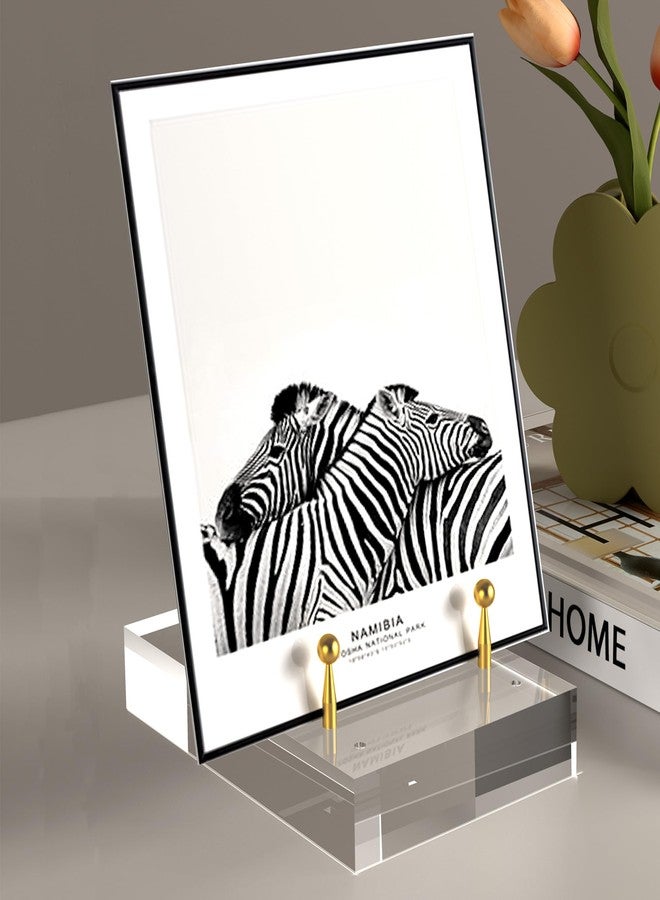 SVENJBB Acrylic Easel Display Stand with Adjustable Gold-Toned Pegs - Crystal Clear Acrylic with Floating Appearance, Ideal for Photos, Cookbooks, Invitations, and Plates, 1Pack - Image 1